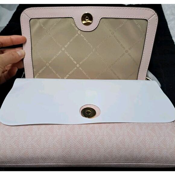 MICHAEL KORS Jet Set Medium MK Logo PVC Convertible Crossbody Pouchette Bag - Picture 6 of 13